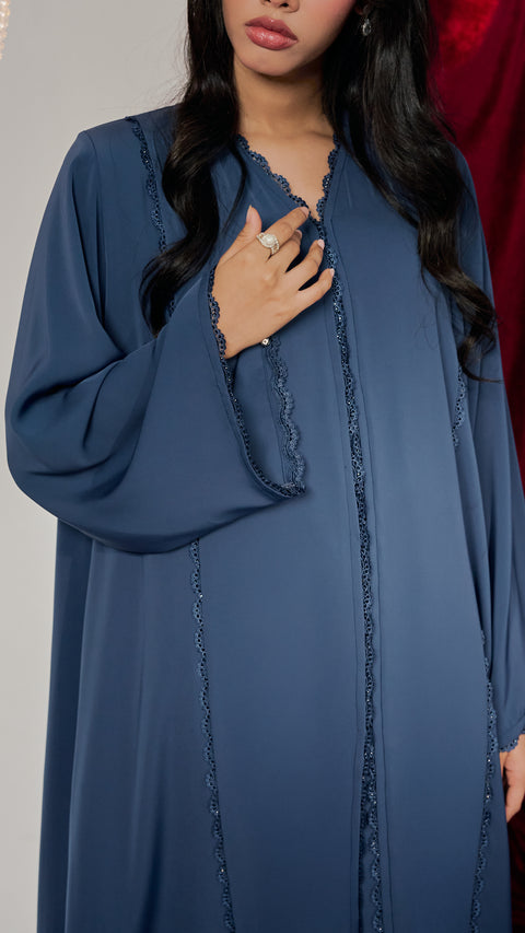 Waha Slate Blue Abaya
