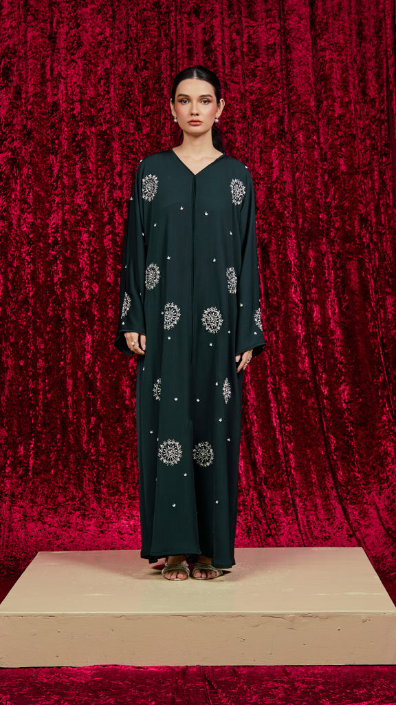 Korean Zoom Yanbu Emerald Green Abaya