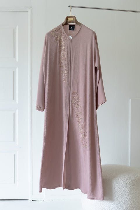 Korean Zoom Zarqa Apricot Pink Abaya