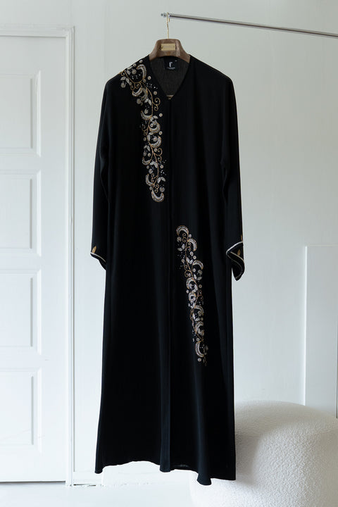 Korean Zoom Zarqa Black Abaya