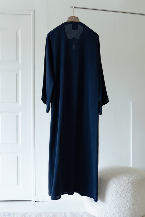 Korean Zoom Zarqa Dark Blue Abaya