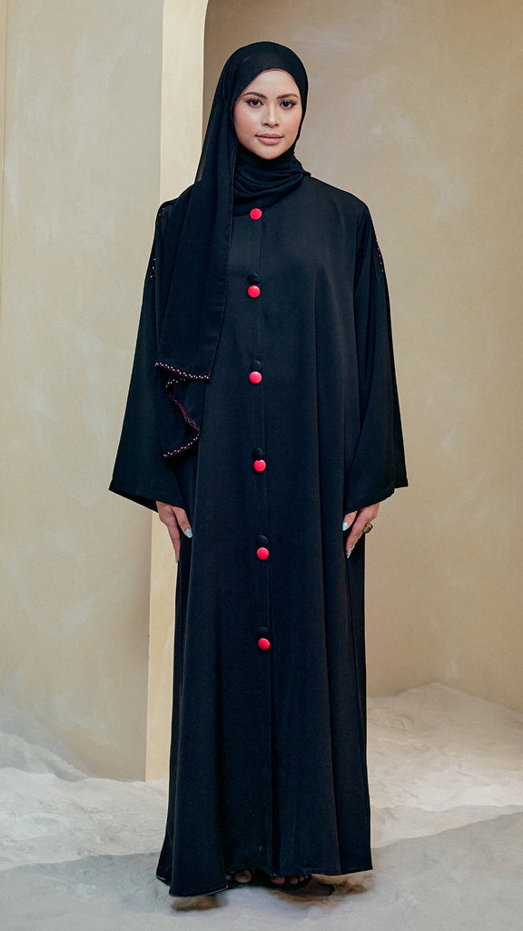 Korean Nidha Zahle Obsidian Red Abaya