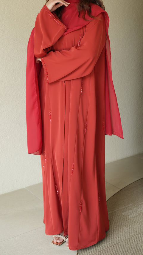 Zehra Brick Orange Abaya
