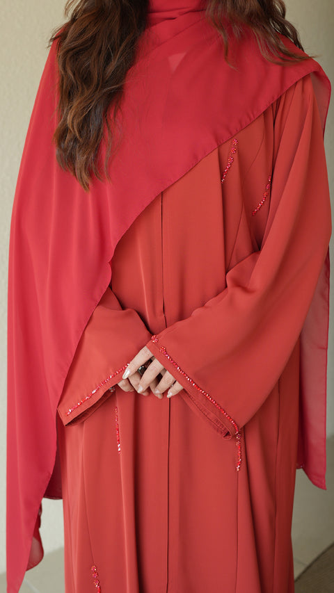Zehra Brick Orange Abaya