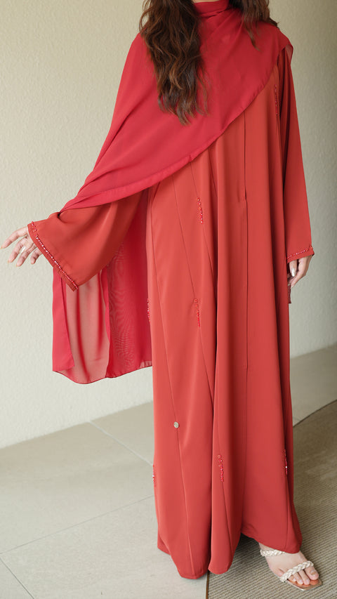 Zehra Brick Orange Abaya