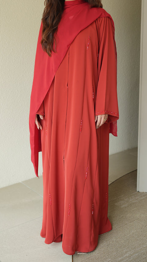 Zehra Brick Orange Abaya