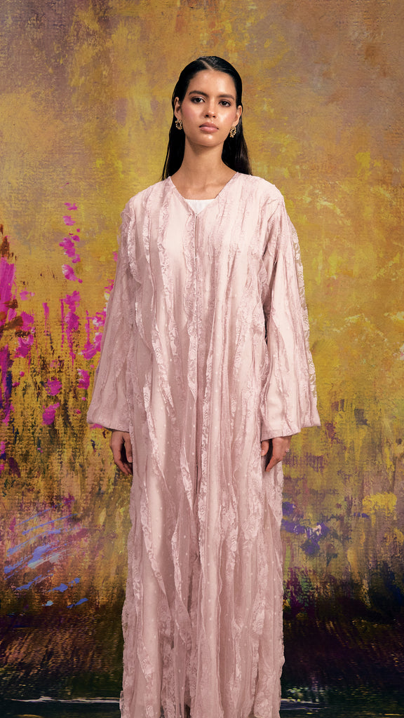 Soft Lace Zhanar Beige Cream Abaya