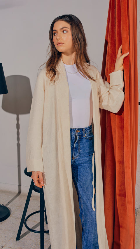 Aspen Almond Milk Cardigan Abaya
