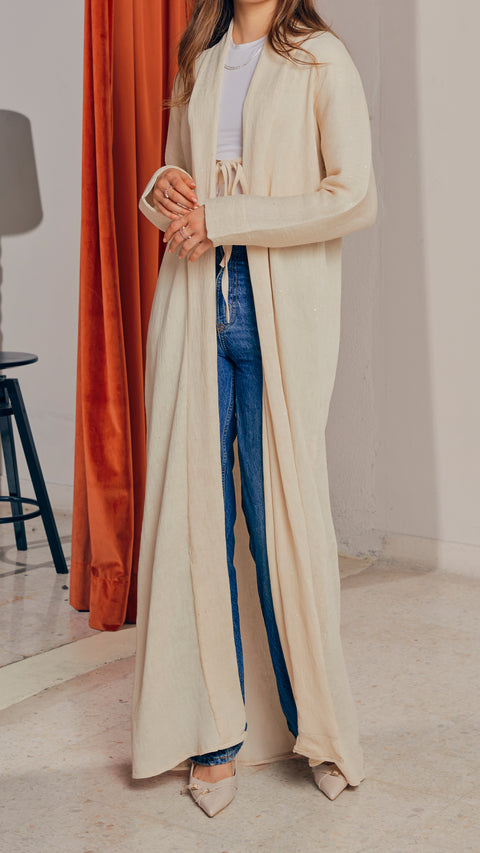 Aspen Almond Milk Cardigan Abaya