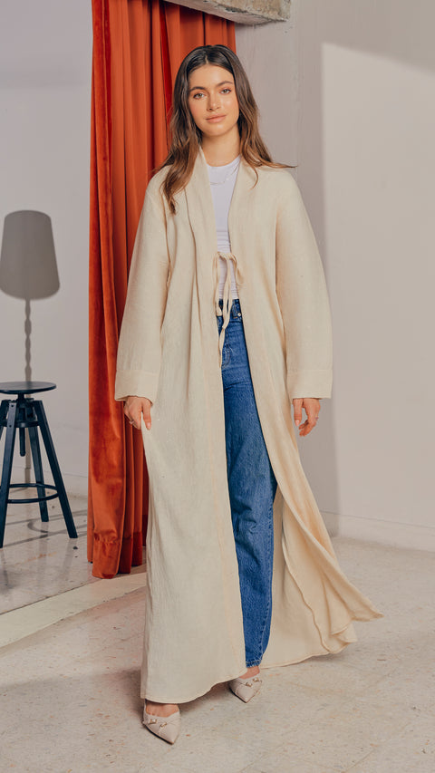 Aspen Almond Milk Cardigan Abaya
