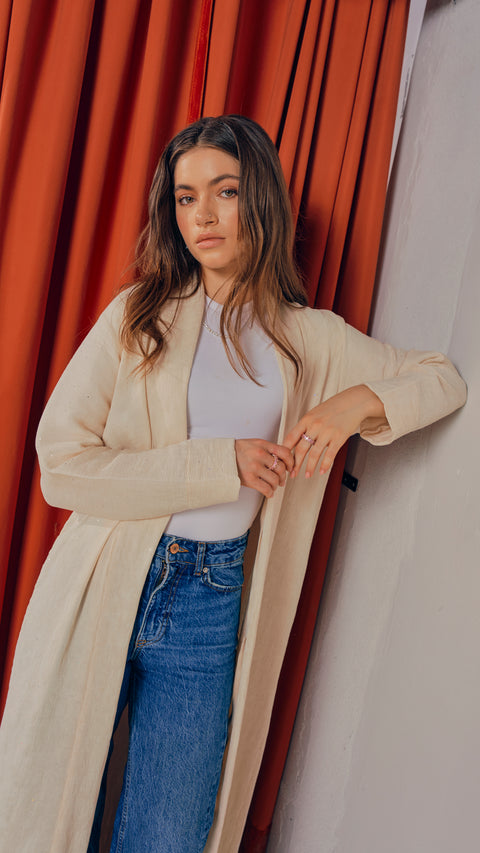 Aspen Almond Milk Cardigan Abaya