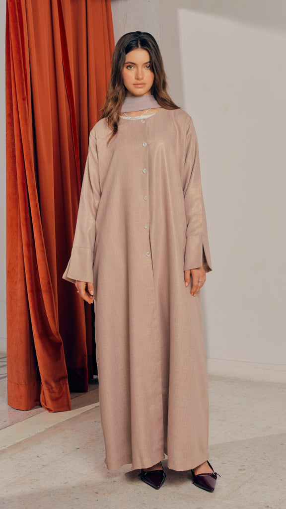 Cotton Linen Batroun Soft Bronze Shirt Abaya