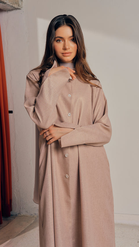 Batroun Soft Bronze Shirt Abaya