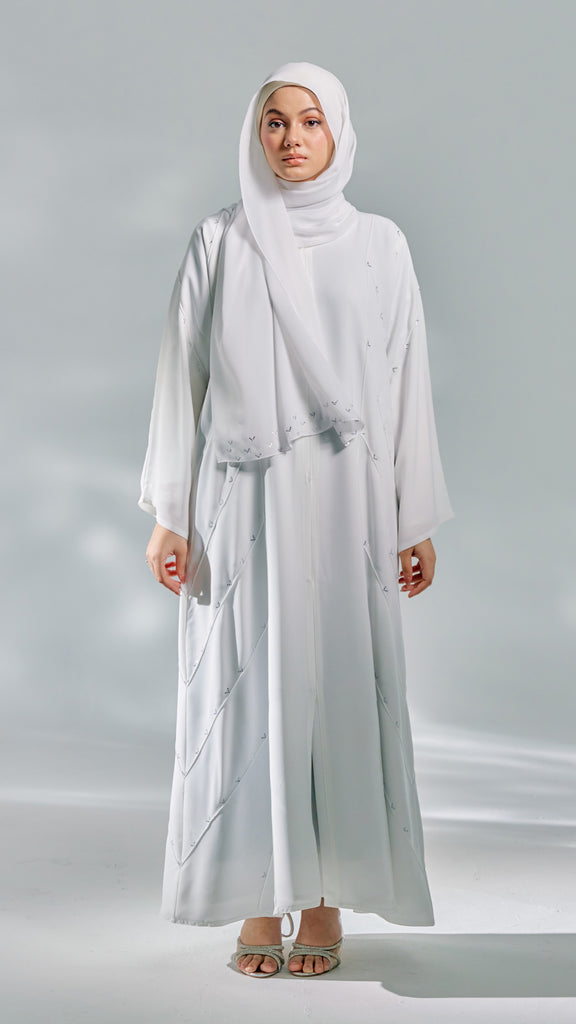 Korean Nidha Irdina Frost White Abaya