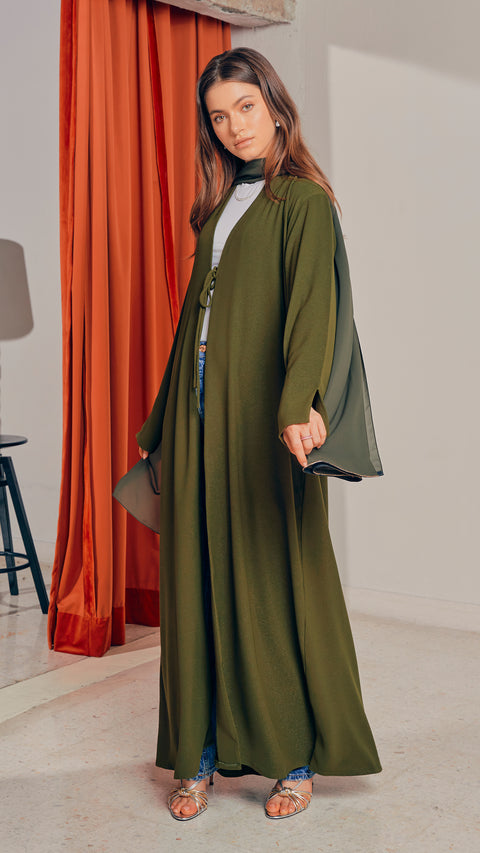 Shouf Olive Cardigan Abaya
